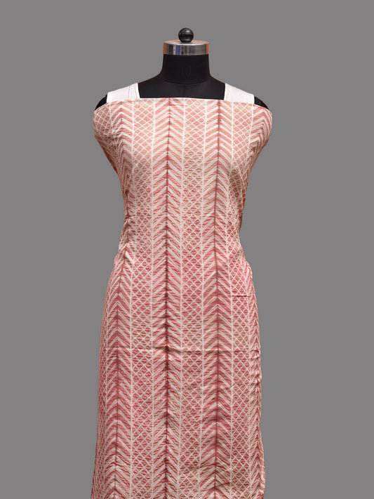 Light Peach Shibori Cotton Handloom Fabric Top with Zig-Zag Design dm0064