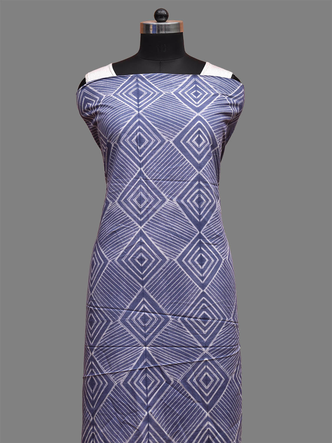 Blue Shibori Cotton Handloom Fabric Top with Grill and Strips Design dm0065
