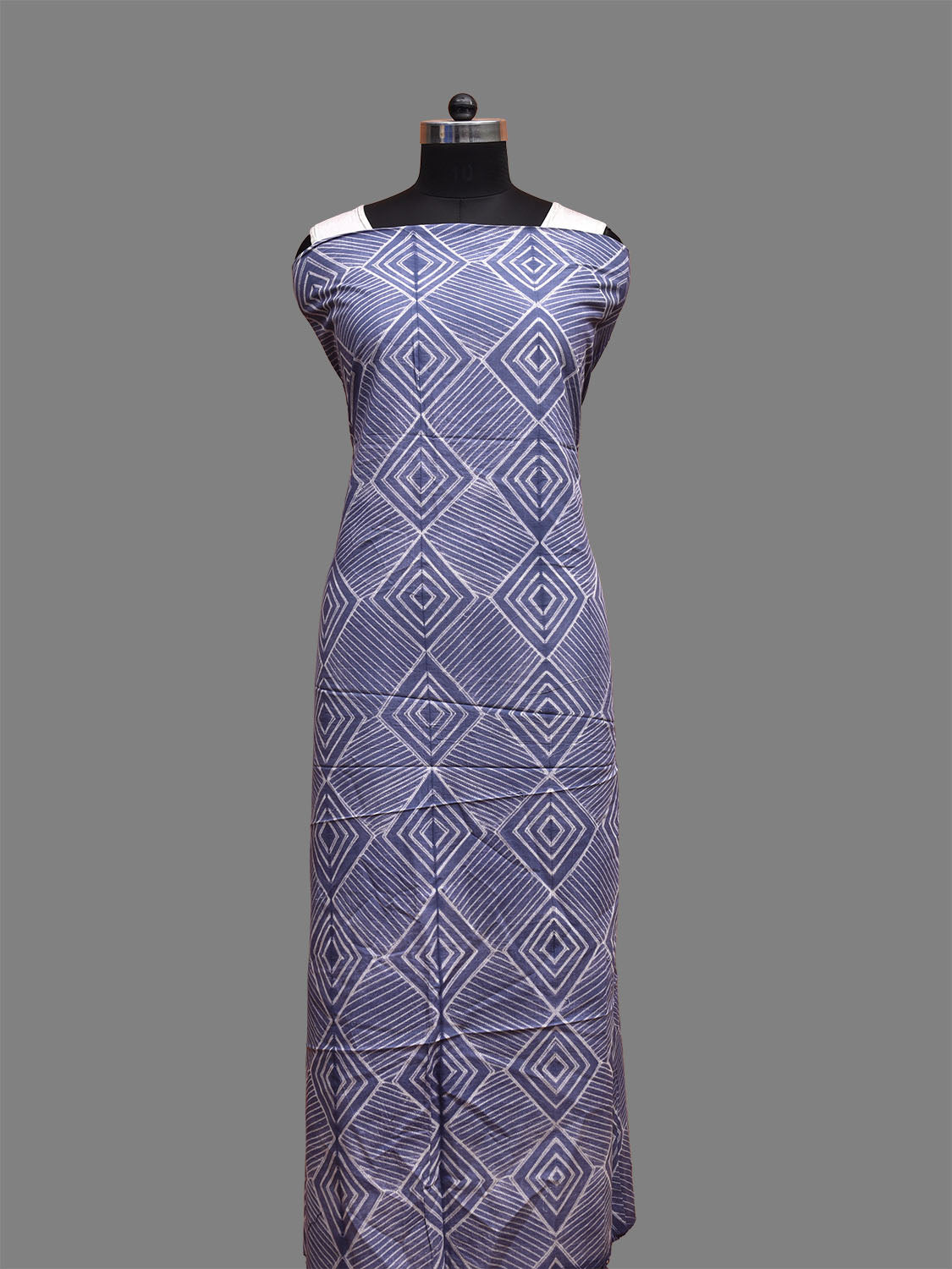 Blue Shibori Cotton Handloom Fabric Top with Grill and Strips Design dm0065