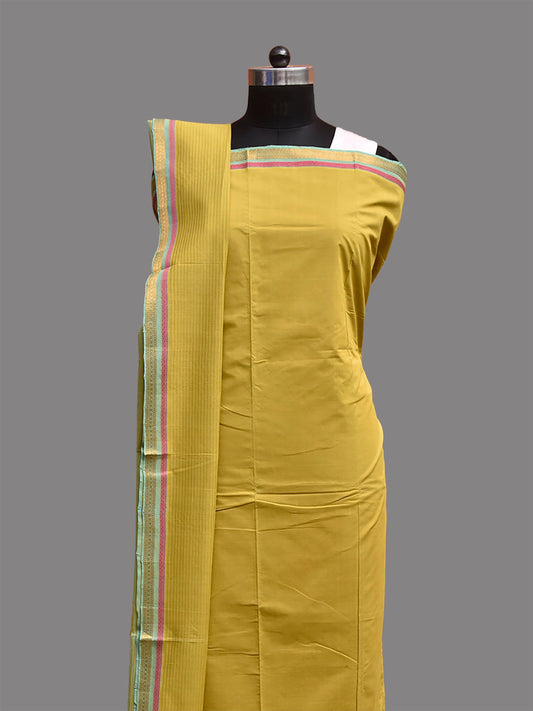 Light Green Mangalgiri Cotton Dress Material with Top Bottom and Strips Dupatta dm0095