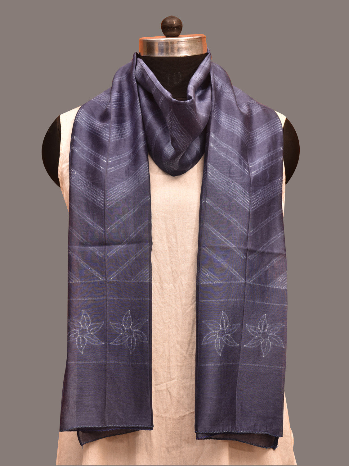 Dark Blue Shibori Sico Stole with Zig-Zag Design ds3599