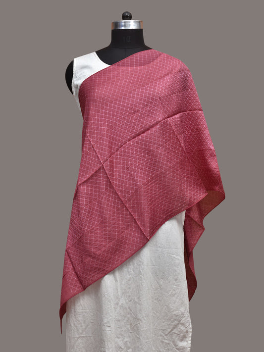 Burgundy Shibori Sico Stole with Checks Design ds3604