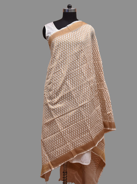 Cream Banaras Sico Dupatta with Waves and Border Design ds3687