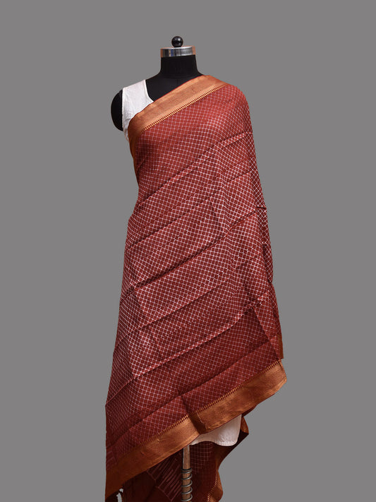 Rust Shibori Mangalgiri Sico Dupatta with Grill Design ds3694