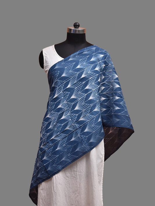 Blue Shibori Sico Stole with Leaves and Grill Design ds3699