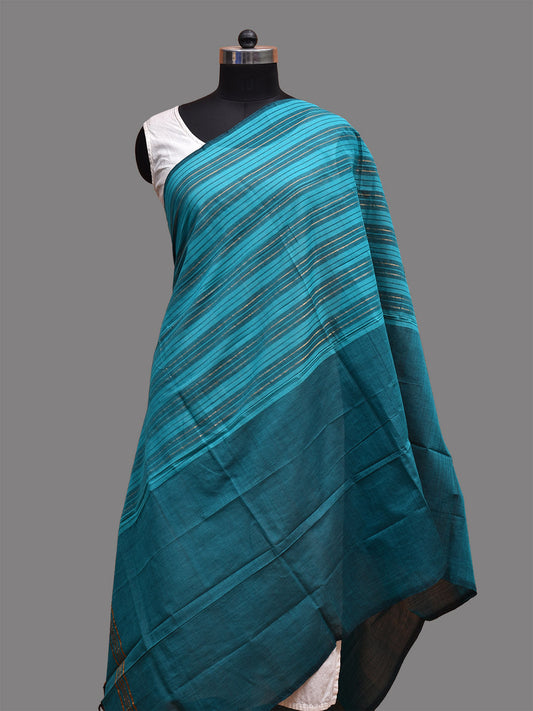 Teal Mangalgiri Cotton Dupatta with Strips Design ds3704