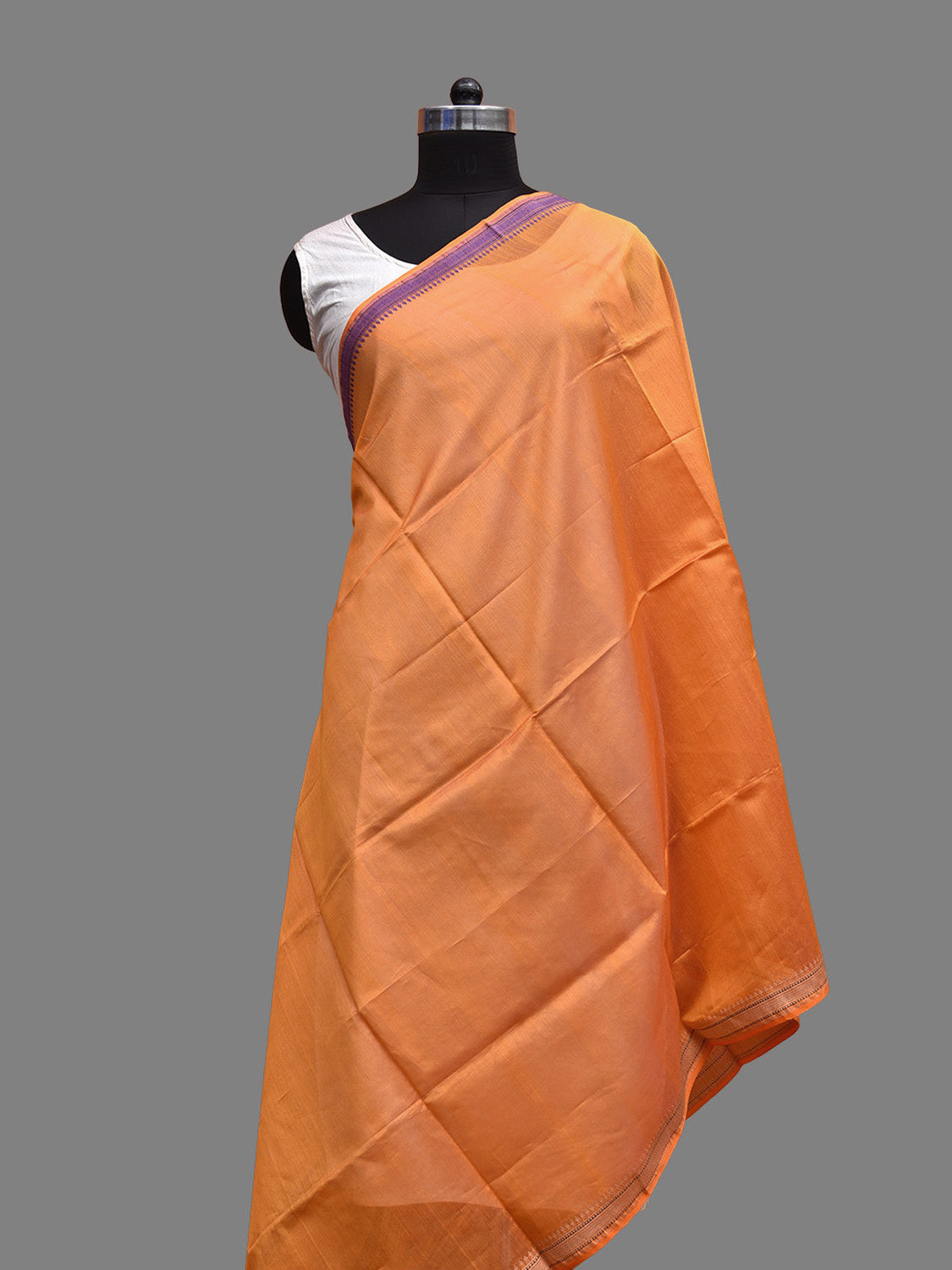 Orange Banaras Cotton Silk Dupatta with Border Design ds3705