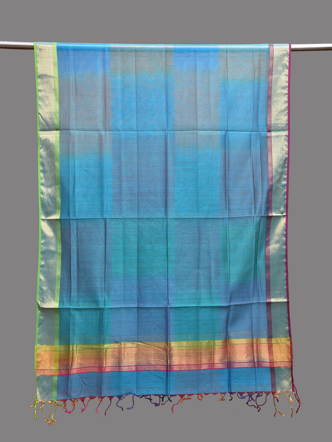 Multicolor Maheshwari Cotton Silk Dupatta with Ganga-Jamuna Border Design ds3706