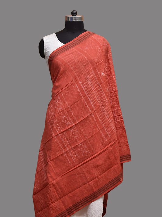 Red Shibori Cotton Dupatta with Doby Border Design ds3810