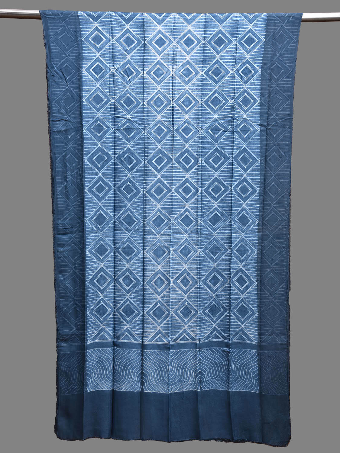 Blue Shibori Cotton Satin Weave Dupatta with Geometric Design ds3812