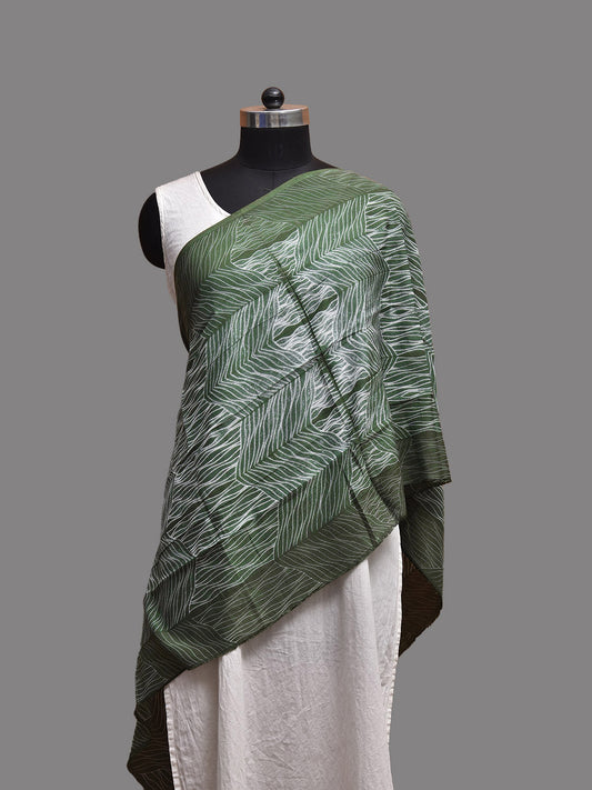 Green Shibori Cotton Stole with Zig-Zag Design ds3813
