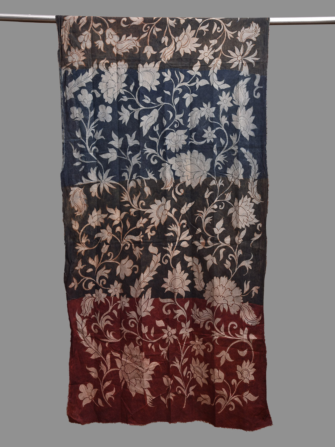 Multicolor Kalamkari Hand Painted Cotton Dupatta with Floral Design ds3820