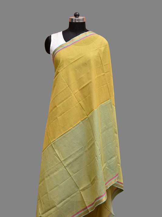 Yellow and Light Green Mangalrigi Cotton Dupatta with Half-Half Design ds3836
