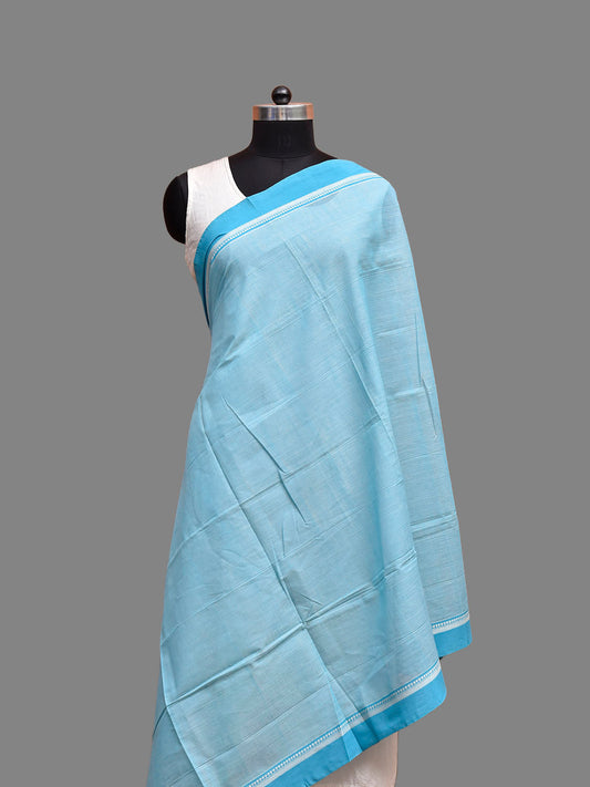 Light Blue Mangalgiri Cotton Dupatta with Strips Pallu Design ds3837