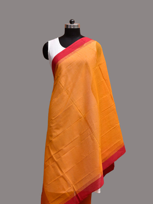 Orange and Pink Mangalgiri Cotton Dupatta with Strips Pallu Design ds3840