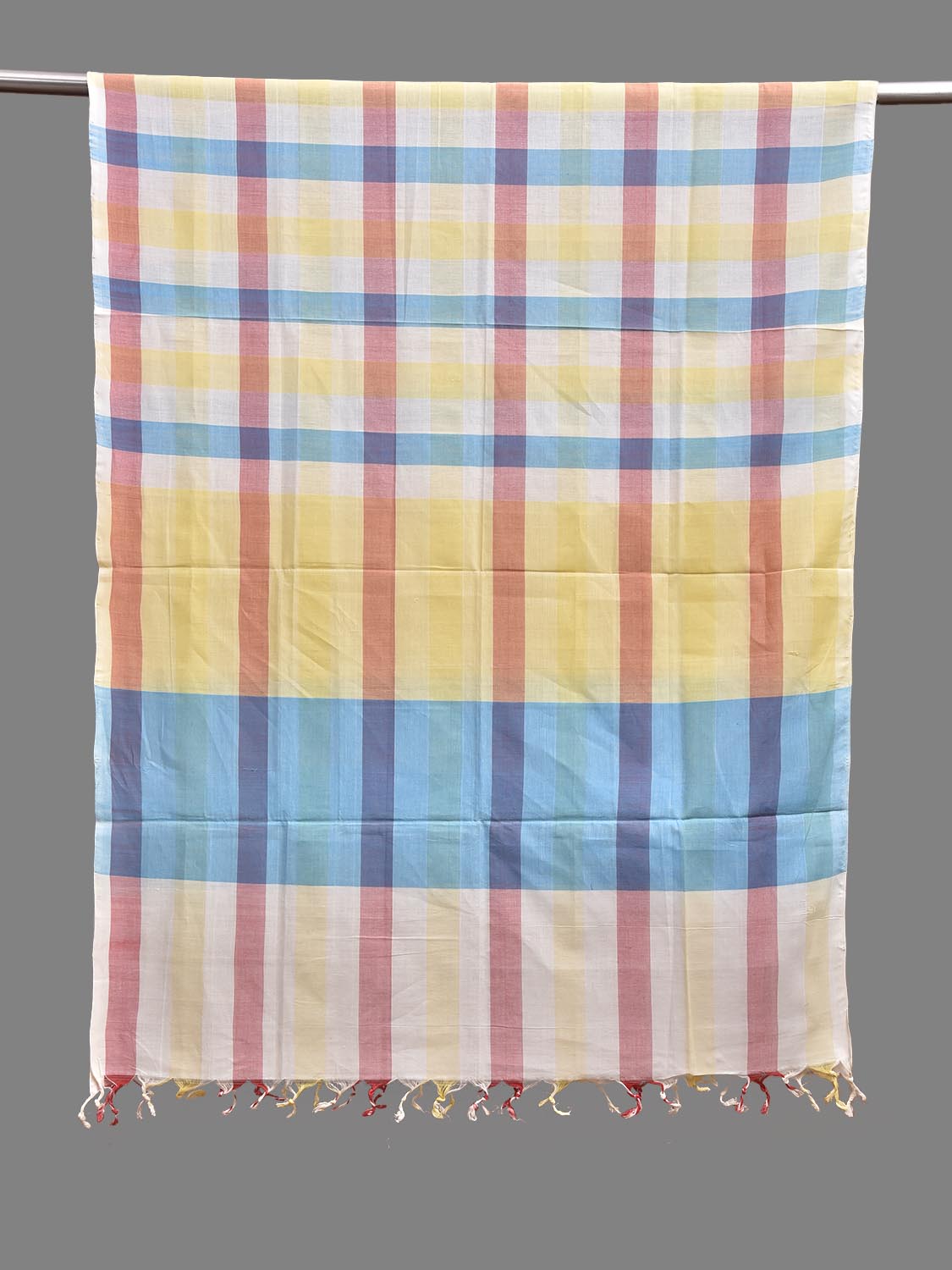 Multicolot Mangalgiri Cotton Handloom Dupatta with Checks Design ds3887
