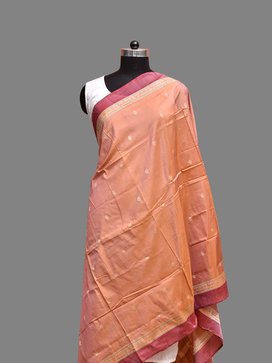 Light Rust Banaras Silk Dupatta with Border and Pallu Design ds3890