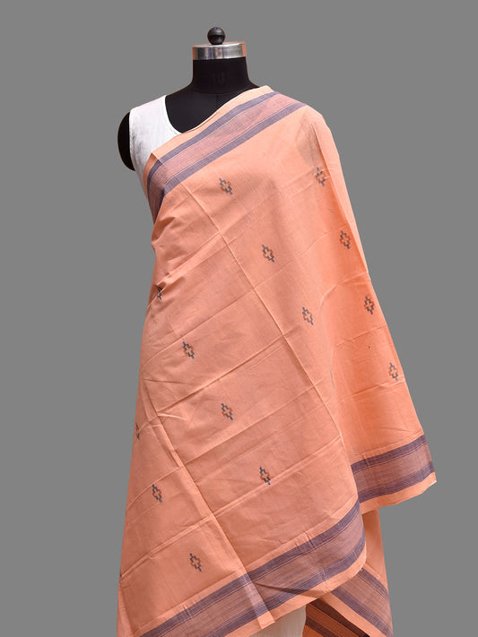 Cream and Blue Khadi Cotton Handloom Dupatta with Jamdani Buta Design ds3896
