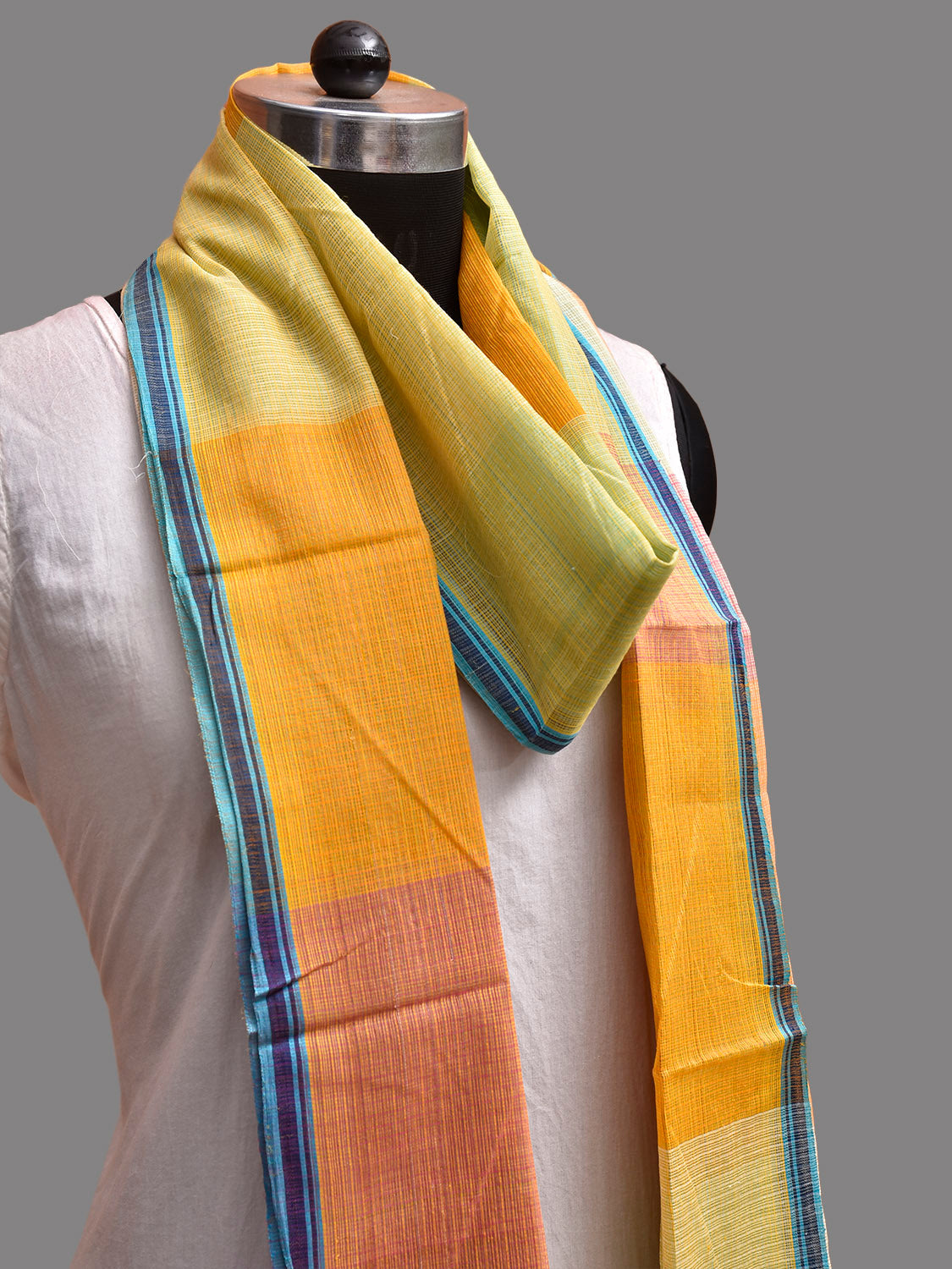 Multicolor Mangalgiri Cotton Handloom Dupatta with Big Checks Design ds3905