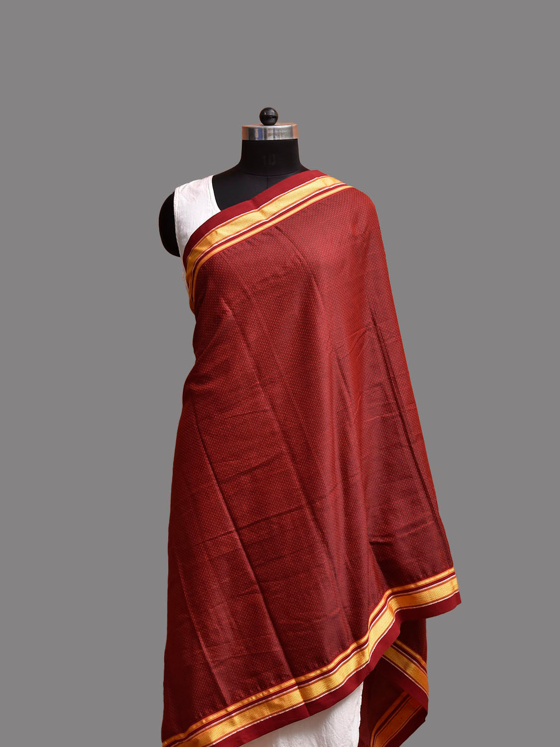 Maroon ilkal Cotton Viscose Dupatta with Zari Border Design ds3926