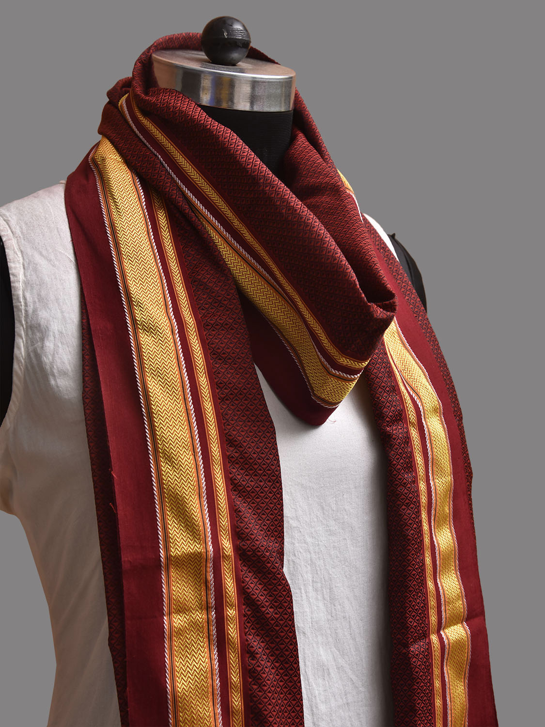 Maroon ilkal Cotton Viscose Dupatta with Zari Border Design ds3926