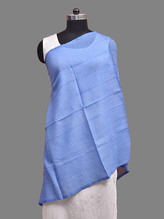Blue Shibori Woolen Stole with Grill and Floral Design ds3947