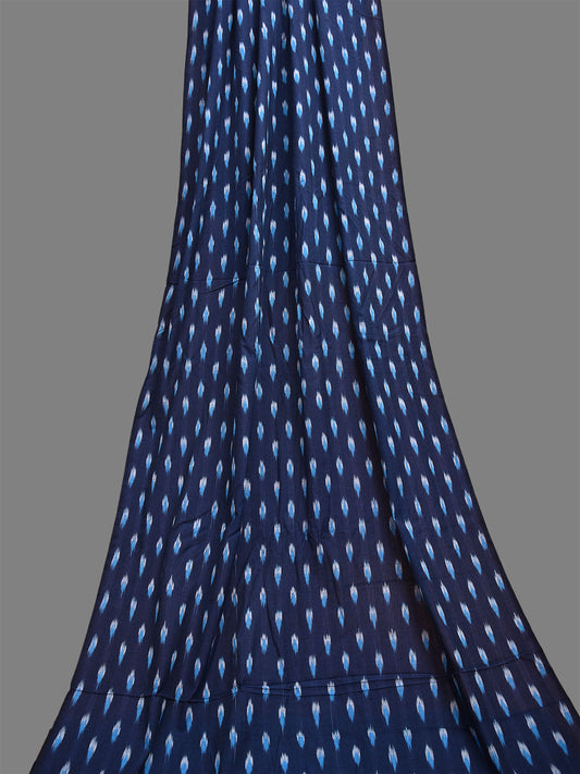 Dark Blue and Blue Pochampally Ikat Cotton Handloom 2.5mts Fabric with Body Buta Design f0269