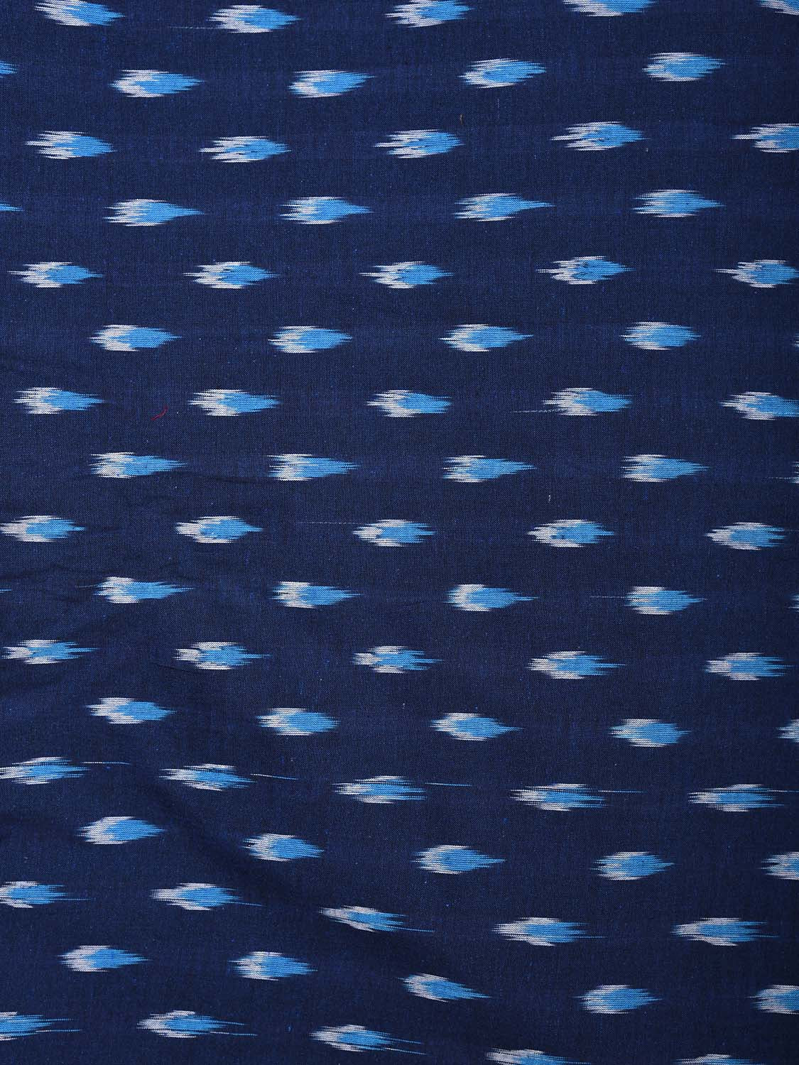 Dark Blue and Blue Pochampally Ikat Cotton Handloom 2.5mts Fabric with Body Buta Design f0269