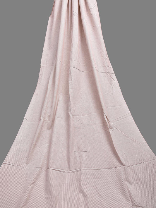 White Khadi Cotton Handloom 2.5mts Fabric with Strips Design f0270