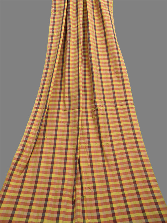 Multicolor Cotton Handloom 2.5mts Fabric with Checks Design f0271
