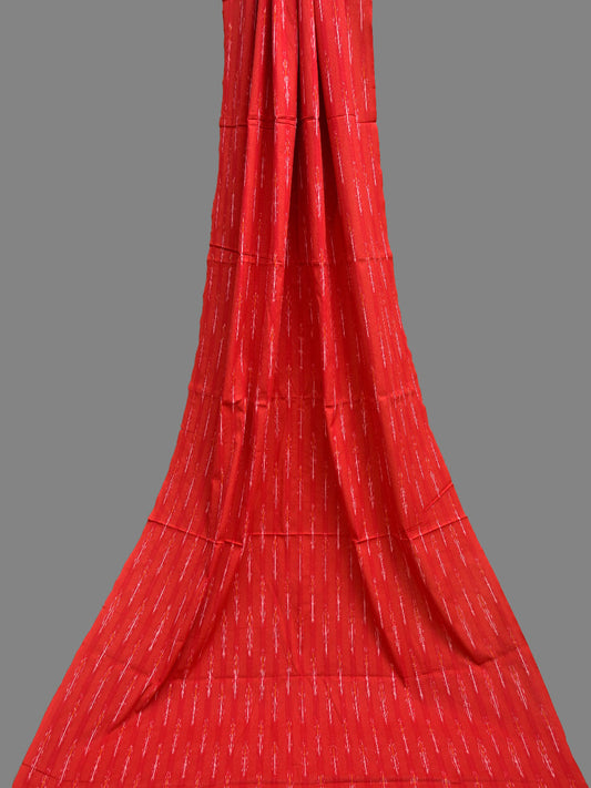 Red Pochampally Ikat Cotton 3mts Fabric with Arrowhead Buta Design f0296