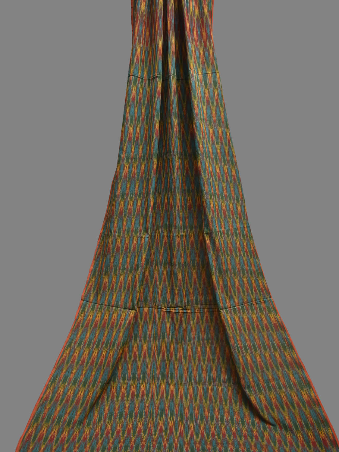 Multicolor Pochampally Ikat Cotton 3mts Fabric with Zig-Zag Design f0297