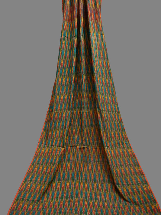 Multicolor Pochampally Ikat Cotton 3mts Fabric with Zig-Zag Design f0297