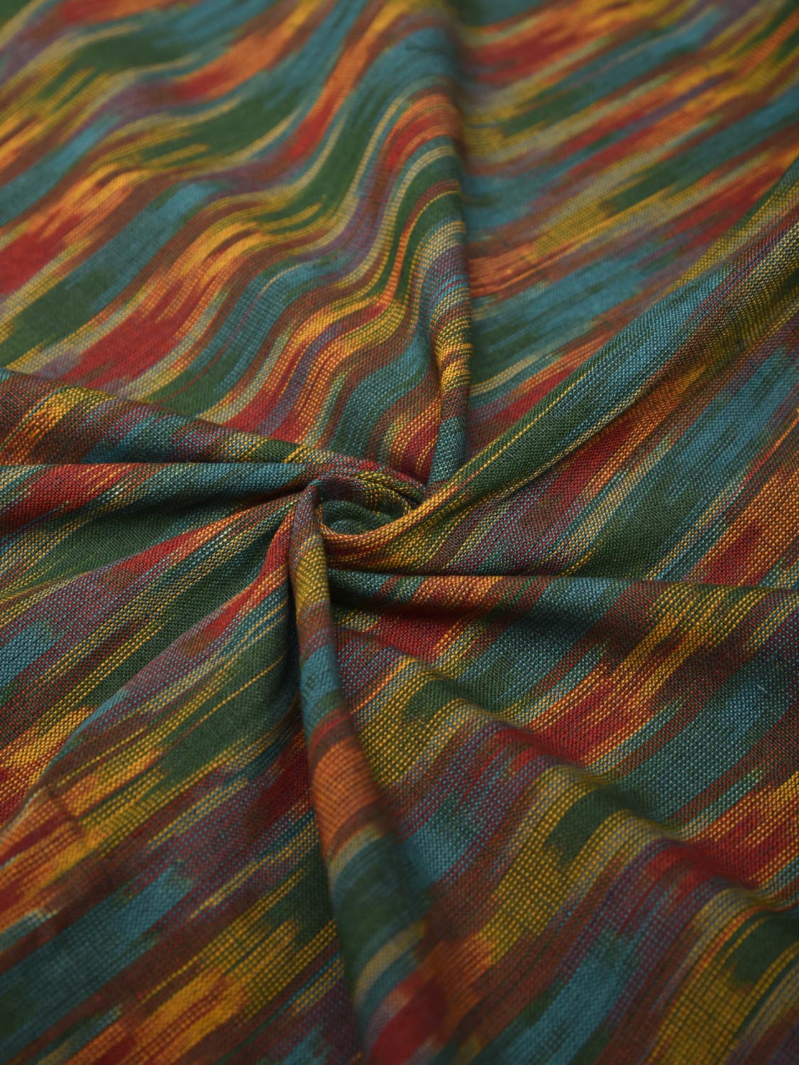 Multicolor Pochampally Ikat Cotton 3mts Fabric with Zig-Zag Design f0297