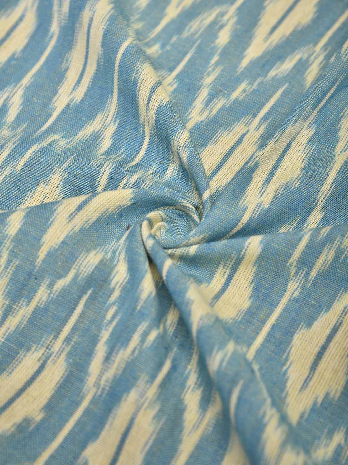 Light Blue and White Pochampally Ikat Cotton 3mts Fabric with Grill Design f0298