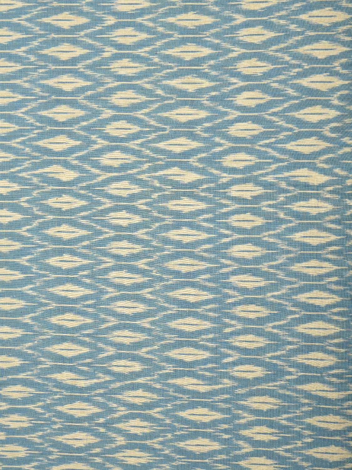 Light Blue and White Pochampally Ikat Cotton 3mts Fabric with Grill Design f0298