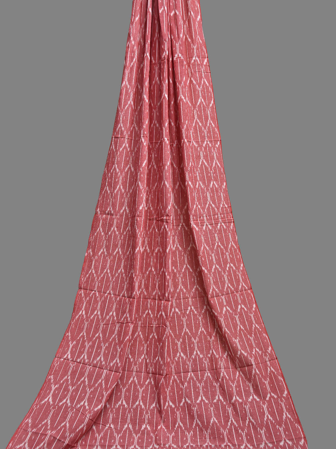 Light Red Pochampally Ikat Cotton 3mts Fabric with Grill Design f0301