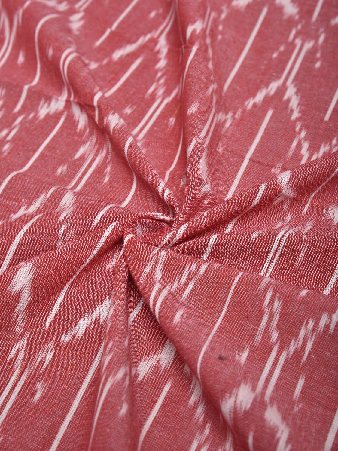 Light Red Pochampally Ikat Cotton 3mts Fabric with Grill Design f0301