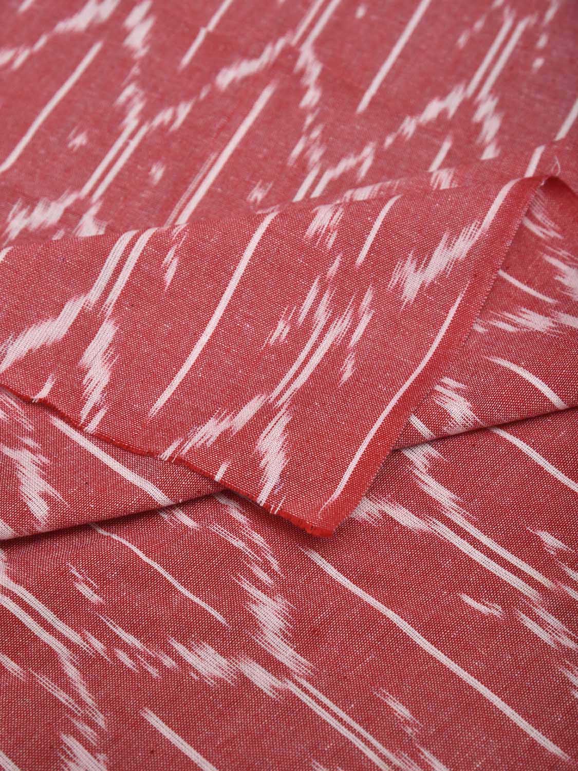 Light Red Pochampally Ikat Cotton 3mts Fabric with Grill Design f0301