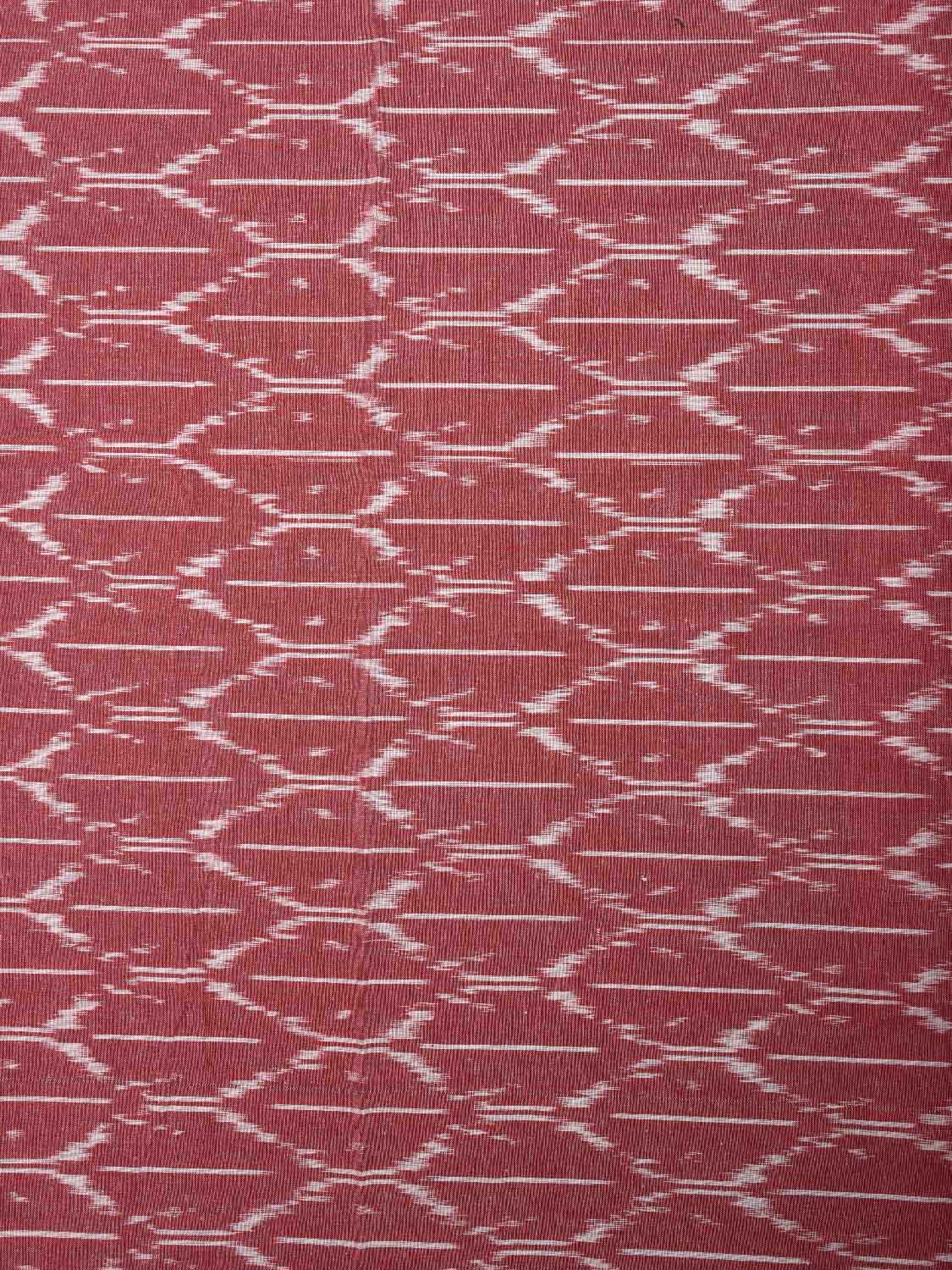 Light Red Pochampally Ikat Cotton 3mts Fabric with Grill Design f0301