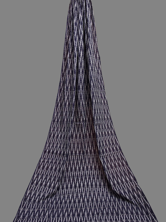 Navy and Grey Pochampally Ikat Cotton 3mts Fabric with Zig-Zag Design f0302