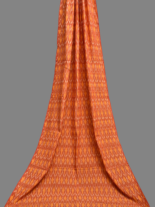 Orange and Yellow Pochampally Ikat Cotton 3mts Fabric with Grill Design f0303