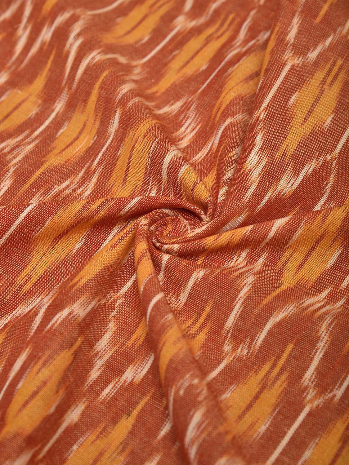 Orange and Yellow Pochampally Ikat Cotton 3mts Fabric with Grill Design f0303