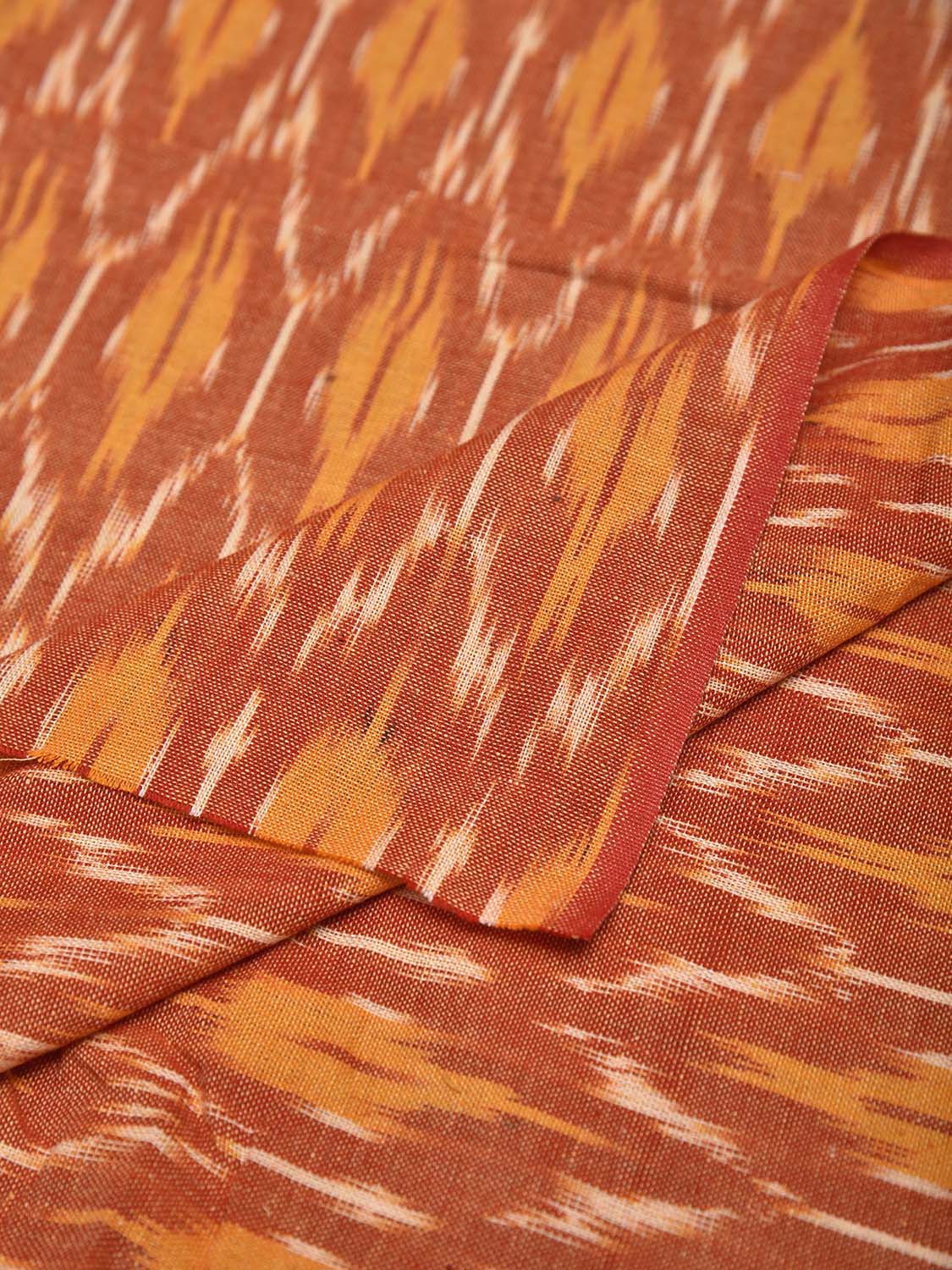 Orange and Yellow Pochampally Ikat Cotton 3mts Fabric with Grill Design f0303