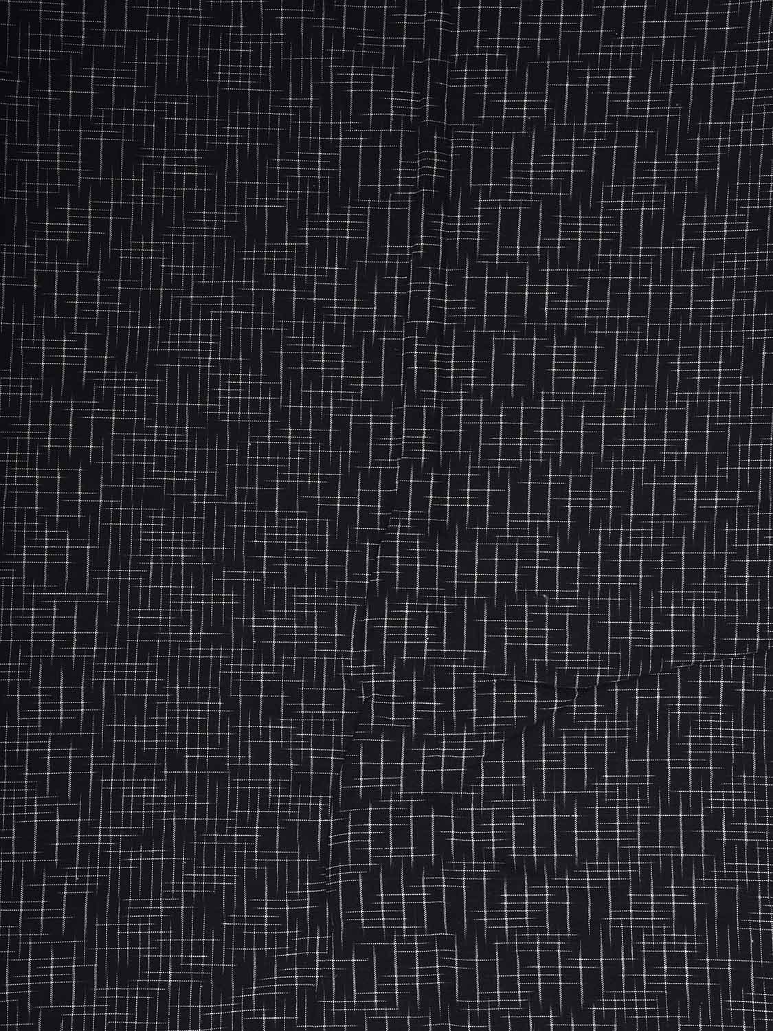 Black Pochampally Ikat Cotton 3mts Fabric with Checks Design f0306