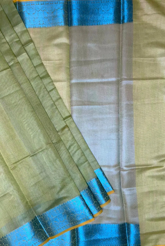 Fancy Raw Silk Saree with Stripes and Intricate Contrast Border Design b0110ds