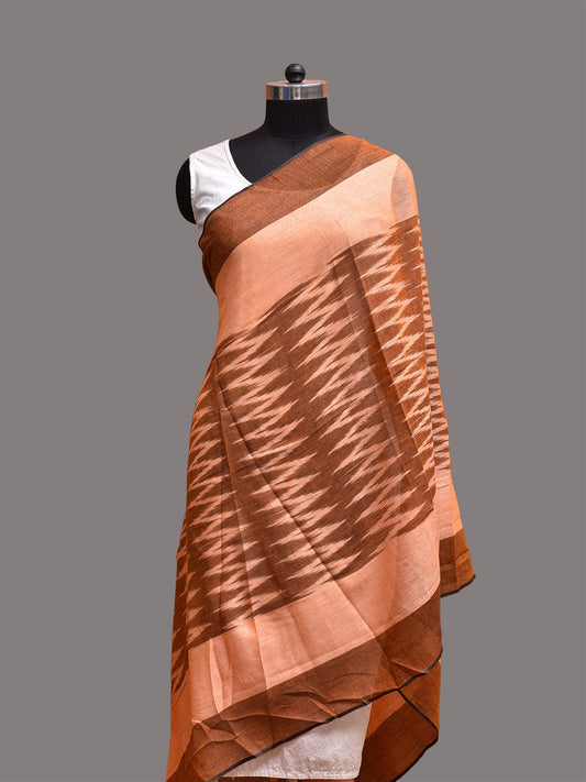 Fawn and Cream Ikat Cotton Handloom Dupatta with Zig-Zag Design ds3748