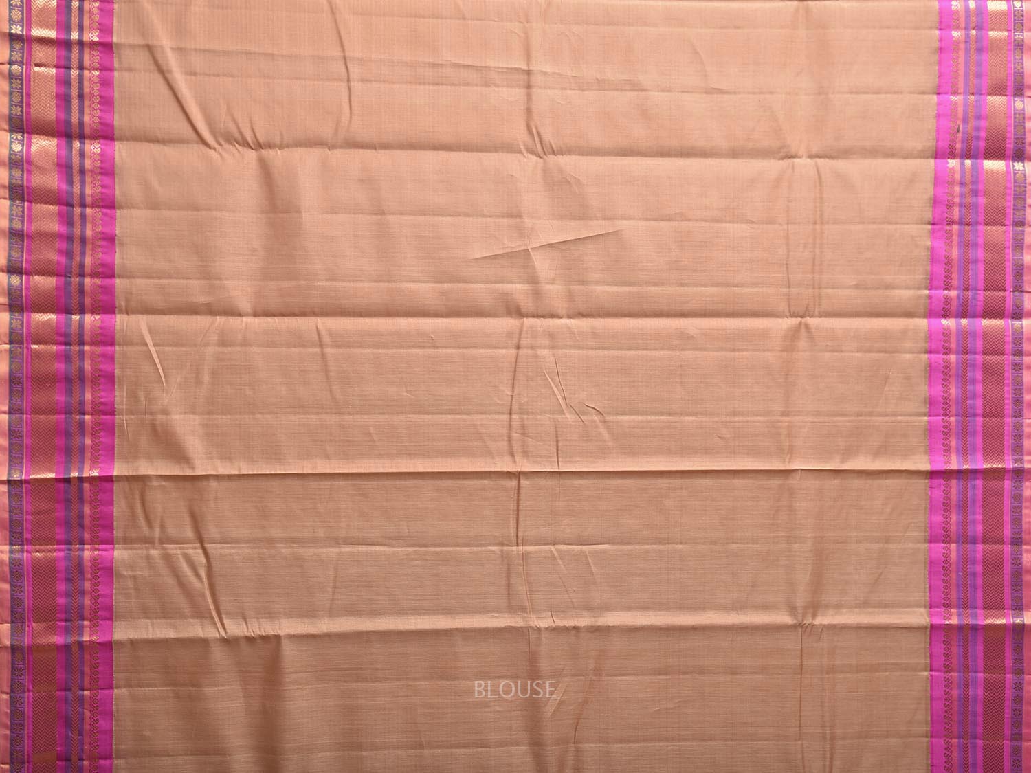 Fawn and Pink Gadwal Cotton Silk Handloom Saree with Pure Silk Border and Pallu Design g0474