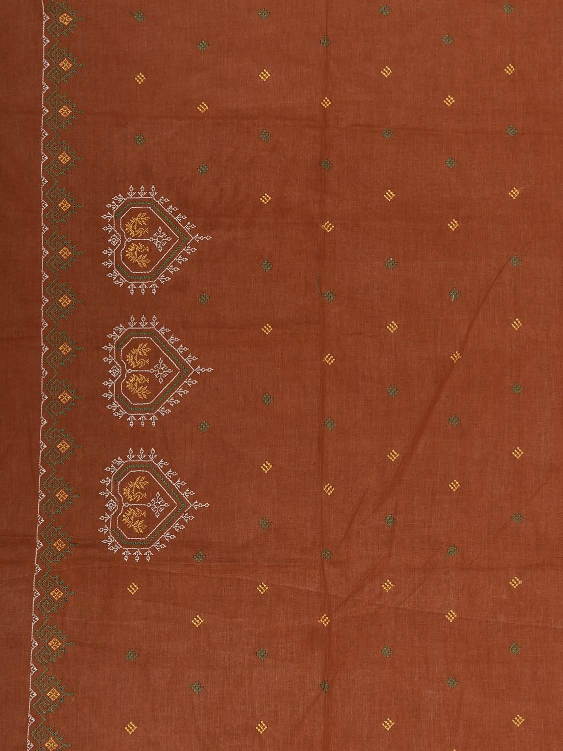 Fawn Kasuti Khadi Cotton Blouse with Peacock Design Length 1mt Width 44 Inches BL0156