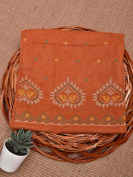 Fawn Kasuti Khadi Cotton Blouse with Peacock Design Length 1mt Width 44 Inches BL0156